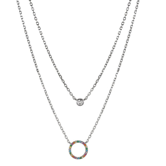 Collana Argento Zirconia colorato rodiato 42-45 cm