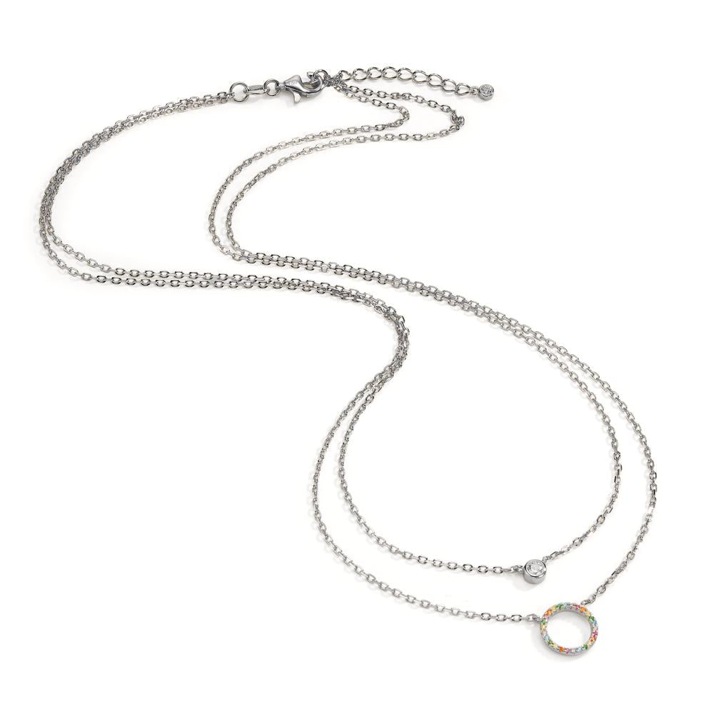 Collana Argento Zirconia colorato rodiato 42-45 cm