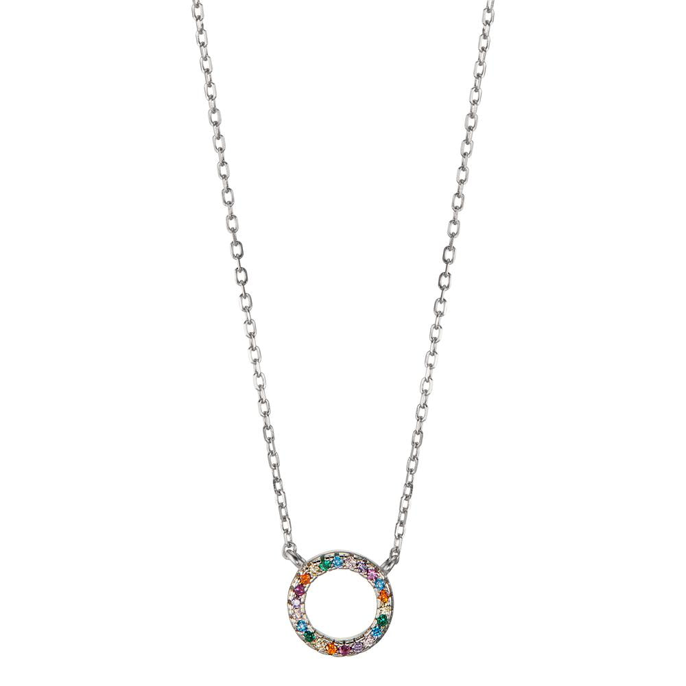 Collier Argent Zircone coloré Rhodié 42-45 cm Ø9 mm