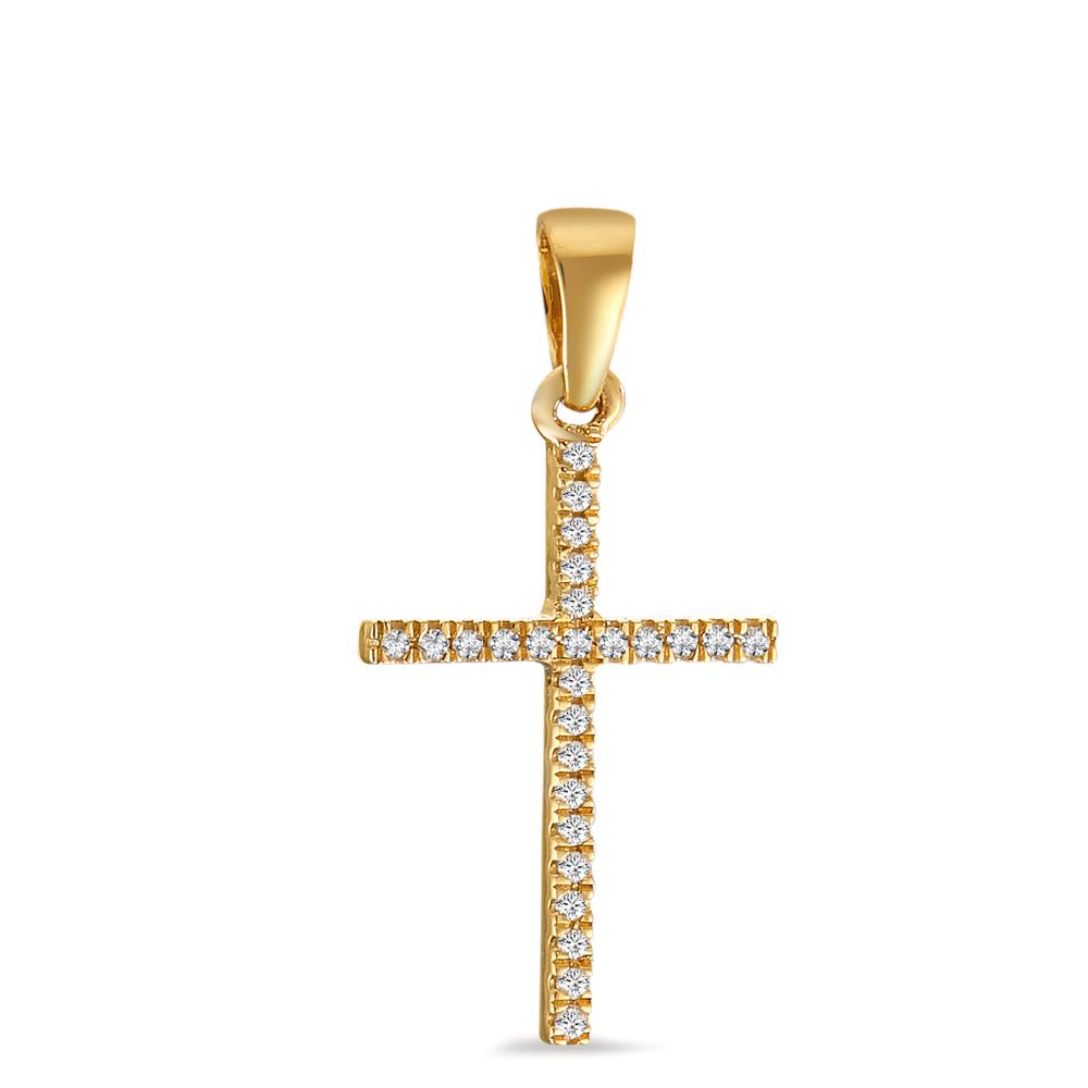 Pendentif Or jaune 18K Diamant 0.05 ct, 25 Pierres, w-si Croix