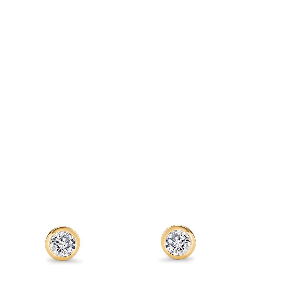 Orecchini a bottone Argento Zirconia 2 pietra giallo dorato Ø3 mm