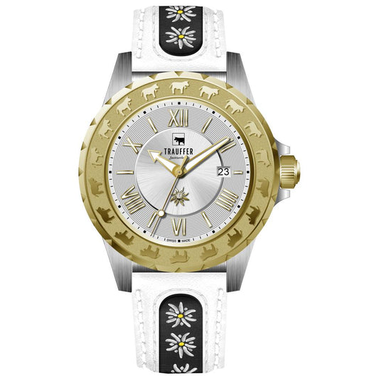 Orologio Acciaio inossidabile Zirconia giallo rivestimento IP Stella alpina Ø34 mm