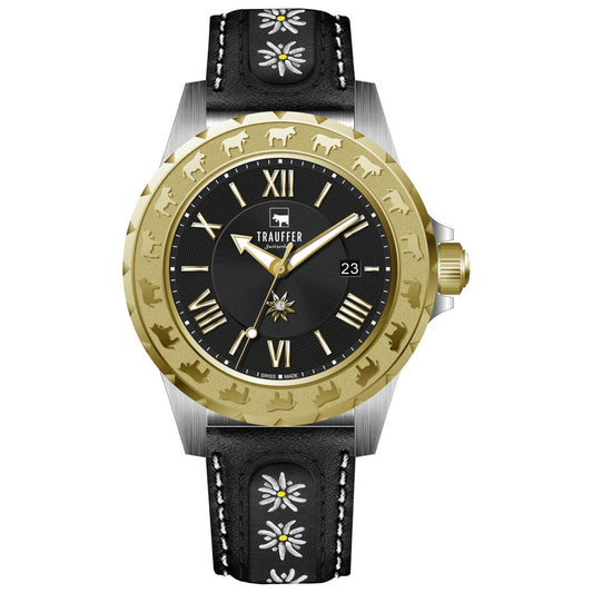 Orologio Acciaio inossidabile Zirconia giallo rivestimento IP Stella alpina Ø34 mm