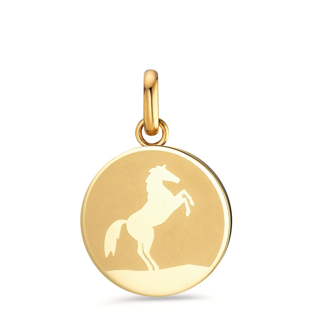 Pendentif Acier inoxydable jaune PVD Cheval Ø18 mm