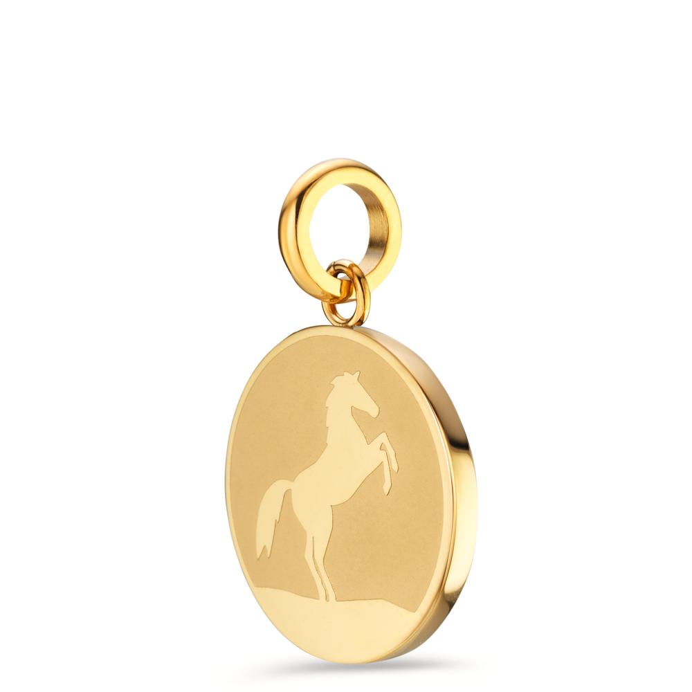 Pendentif Acier inoxydable jaune PVD Cheval Ø18 mm