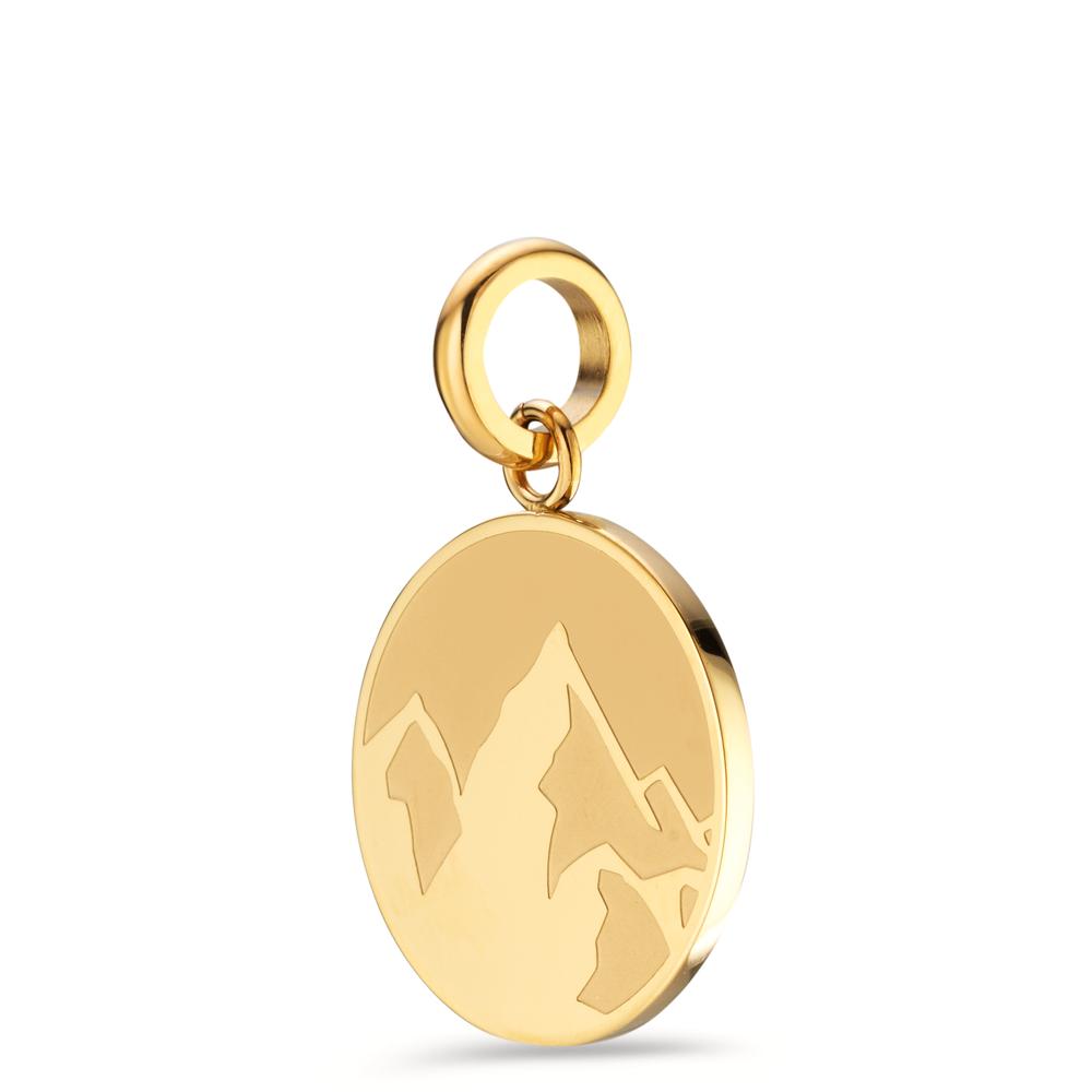 Pendentif Acier inoxydable jaune PVD Montagne Ø18 mm