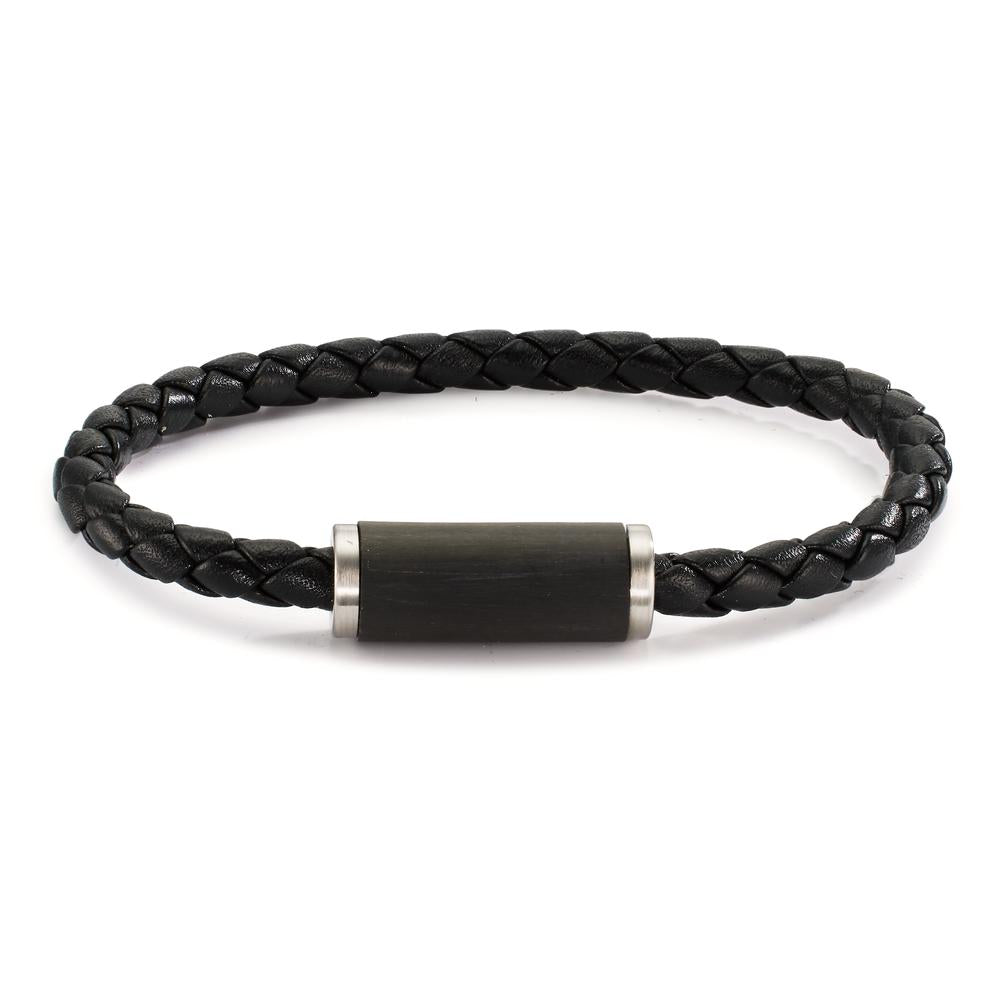 Bracciale Acciaio inossidabile, Carbonio, Pelle 19 cm Ø5 mm