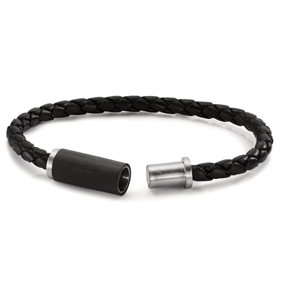 Bracelet Acier inoxydable, Carbone, Cuir 19 cm Ø5 mm