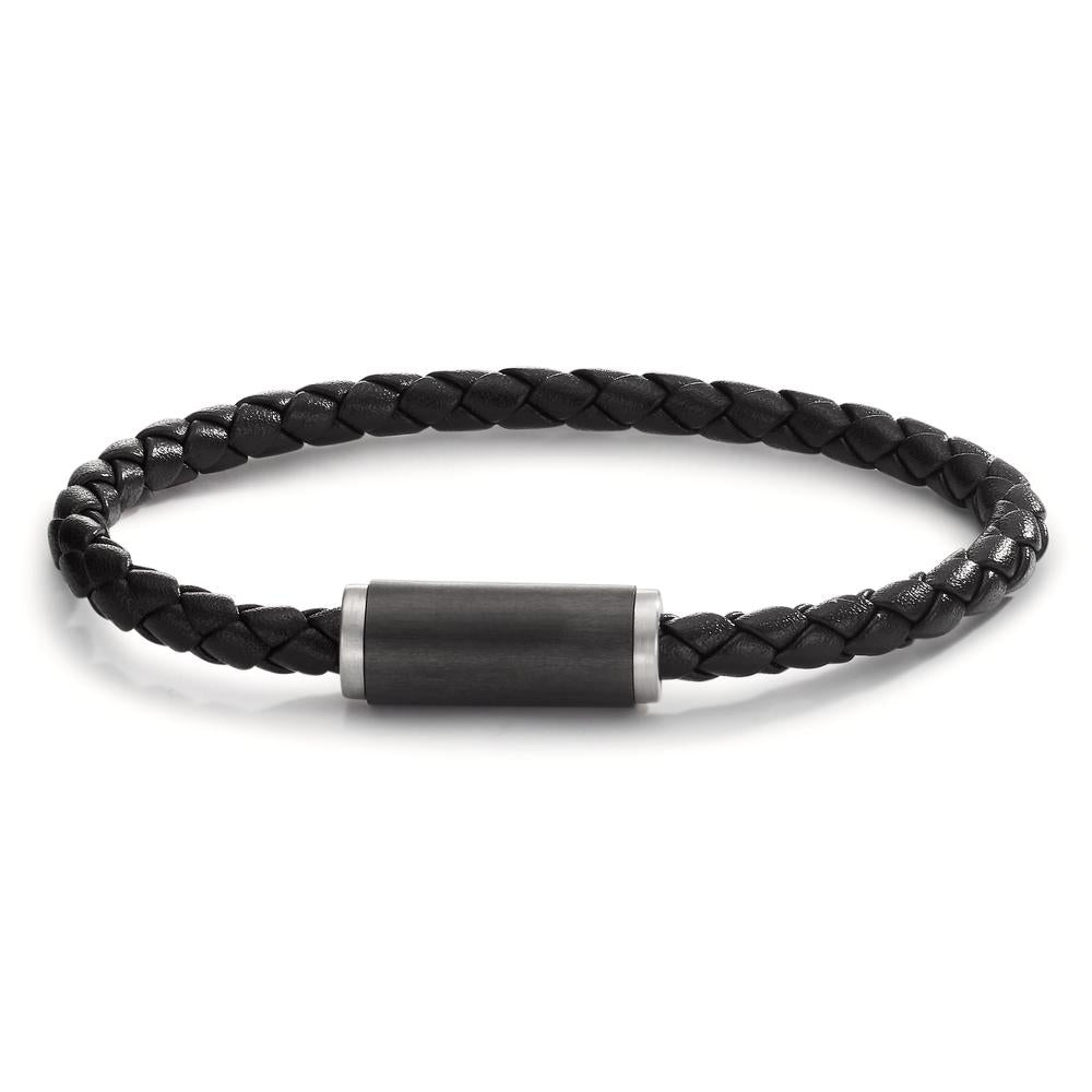 Bracciale Acciaio inossidabile, Pelle, Carbonio 21 cm Ø5.5 mm