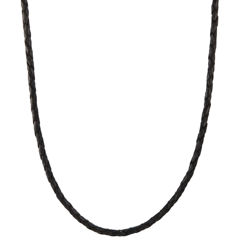 Collier Cuir, Argent Rhodié 50 cm Ø2.7 mm