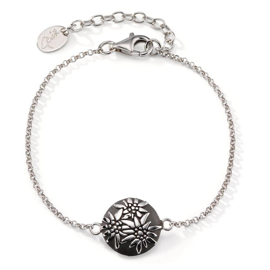 Bracelet Argent noir Rhodié Edelweiss 17-20.5 cm