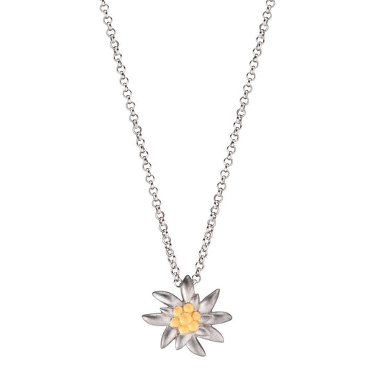 Collier Silber bicolor rhodiniert Edelweiss verstellbar