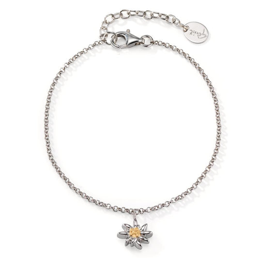 Armband Silber bicolor rhodiniert Edelweiss verstellbar