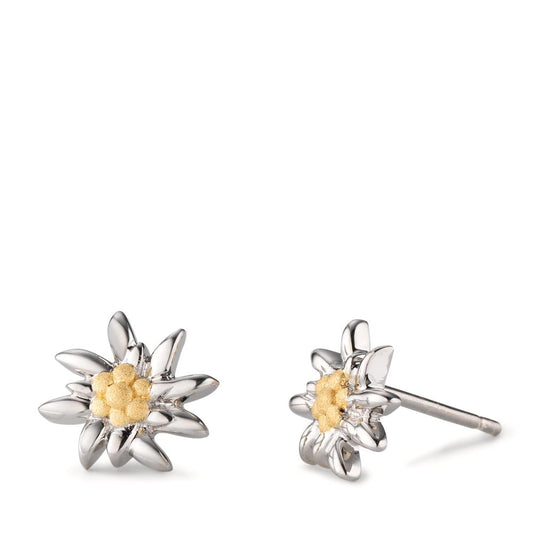 Clous d'oreilles Argent bicolore Rhodié Edelweiss Ø10 mm