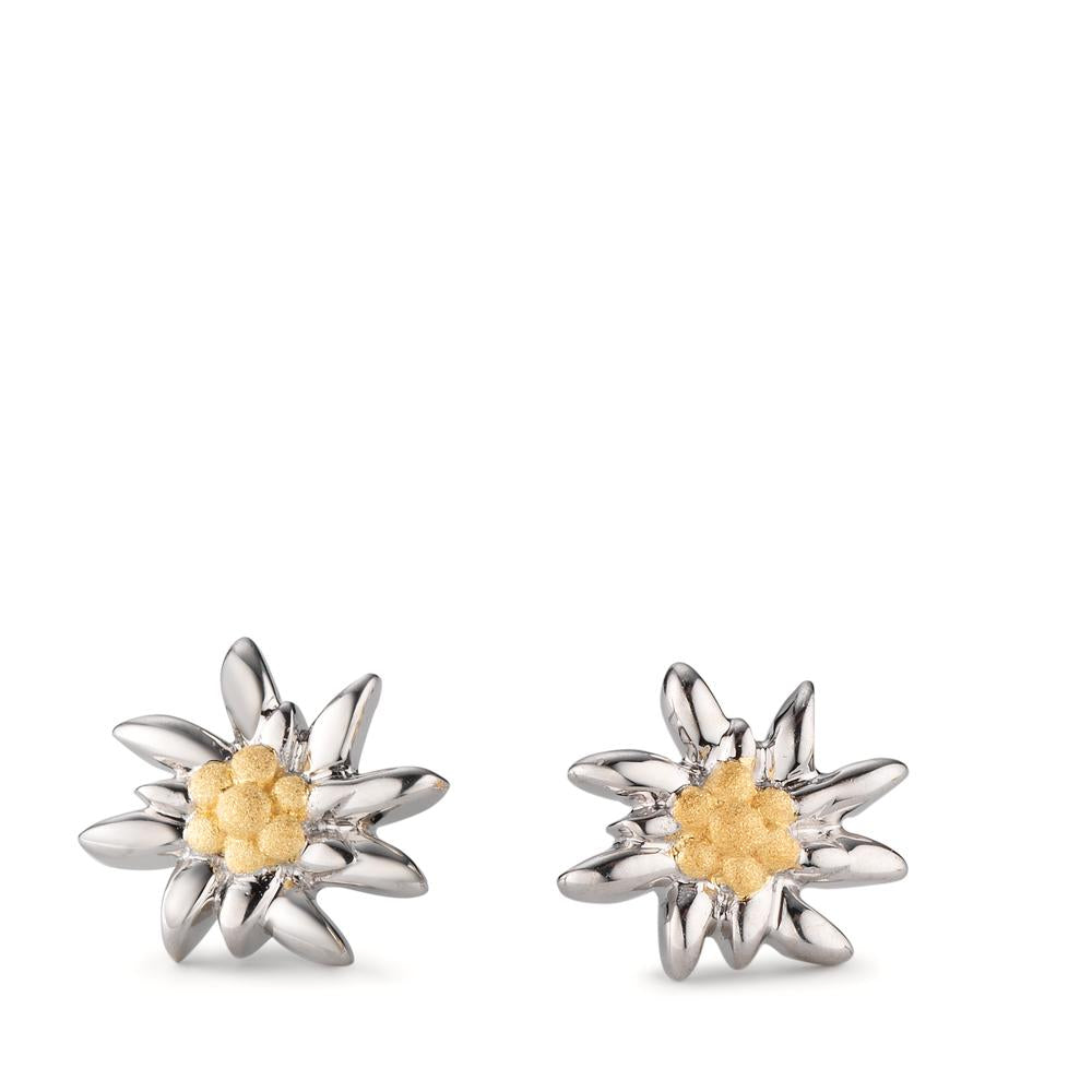 Clous d'oreilles Argent bicolore Rhodié Edelweiss Ø10 mm