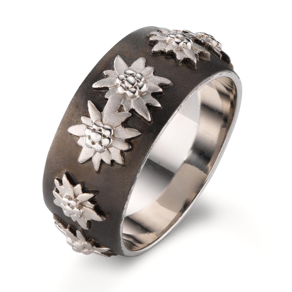 Bague Argent noir Rhodié Edelweiss