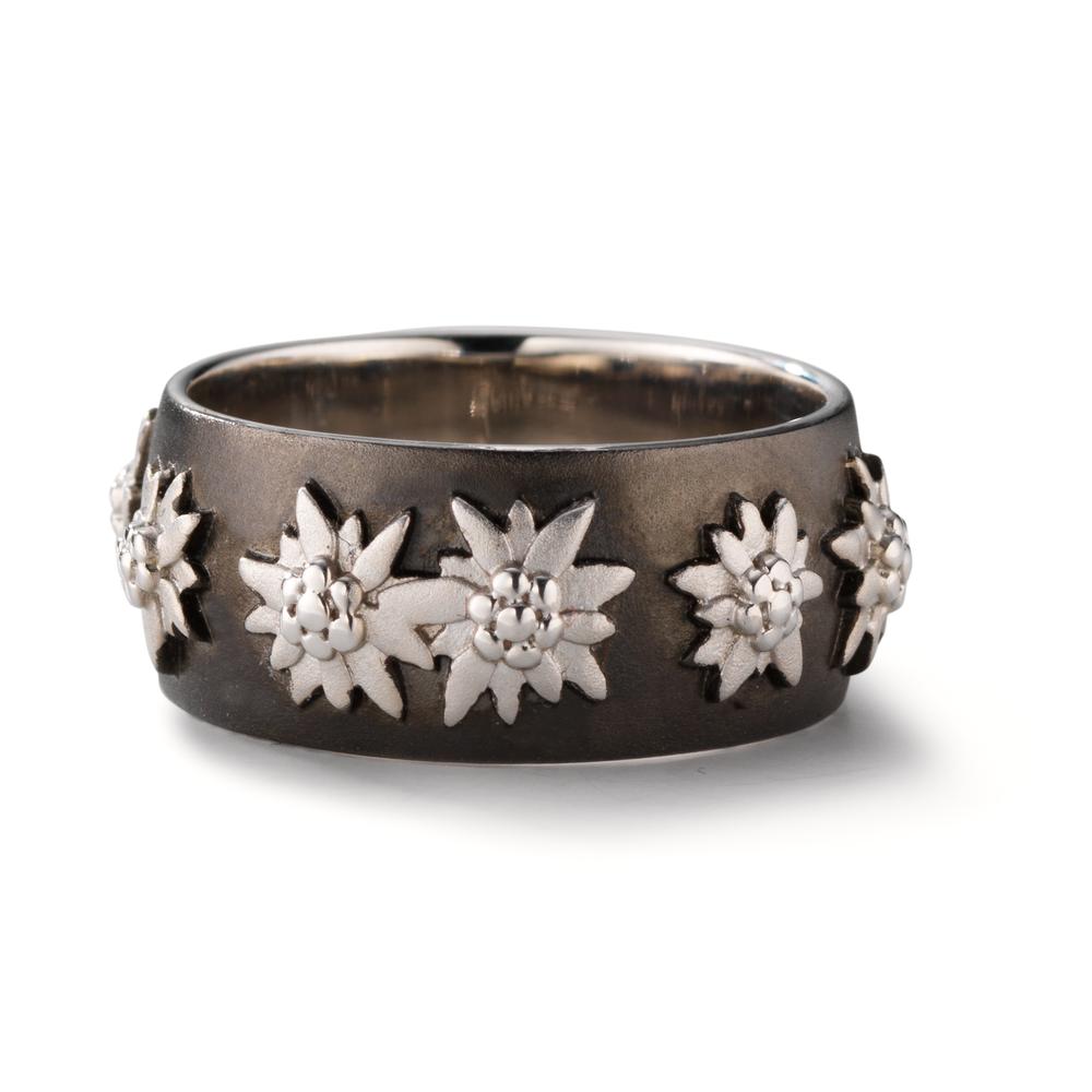 Bague Argent noir Rhodié Edelweiss