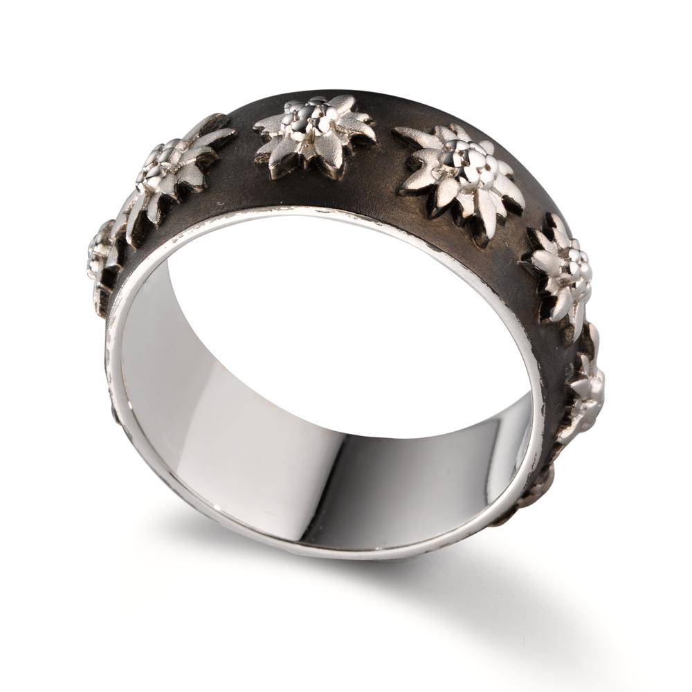 Bague Argent noir Rhodié Edelweiss