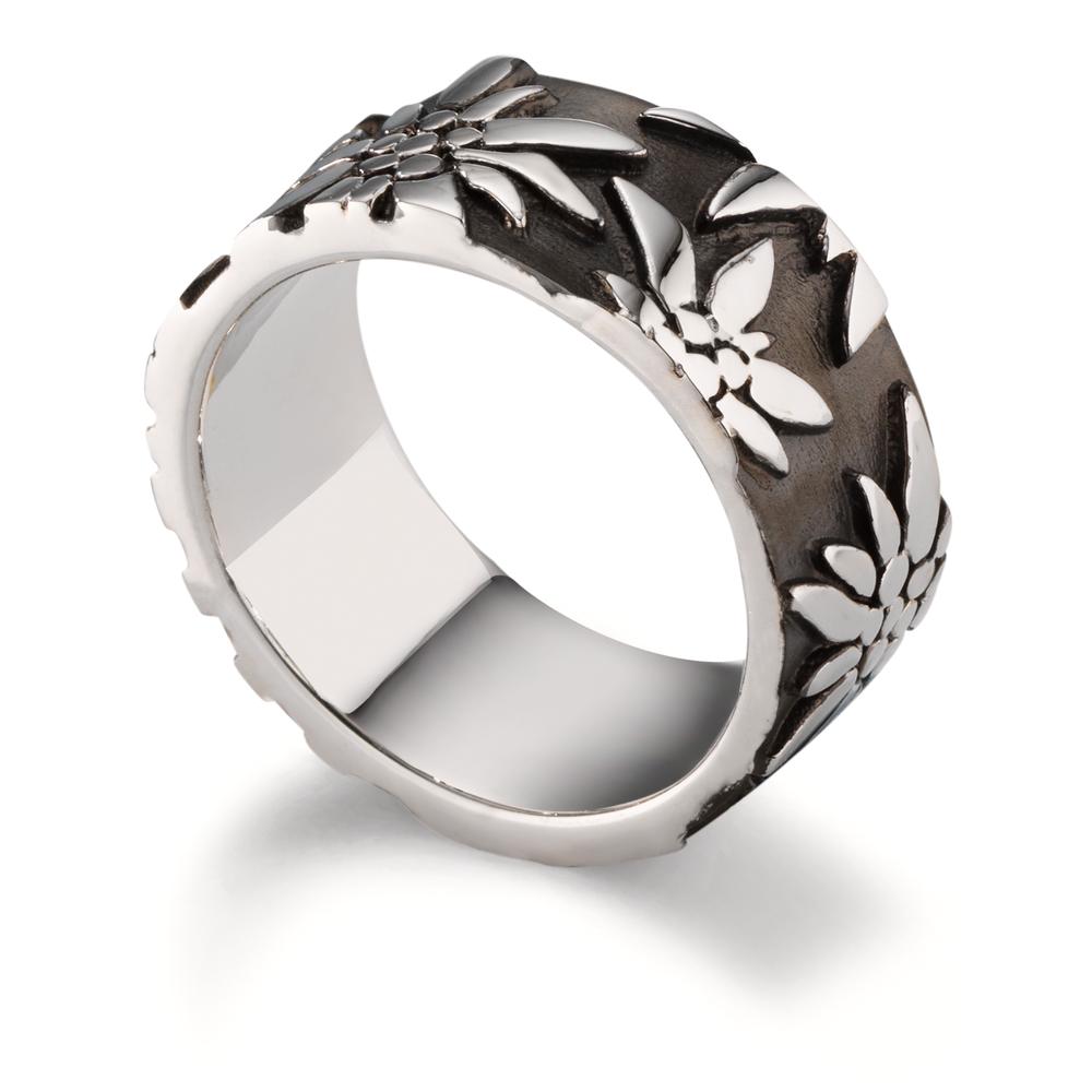 Bague Argent noir Rhodié Edelweiss