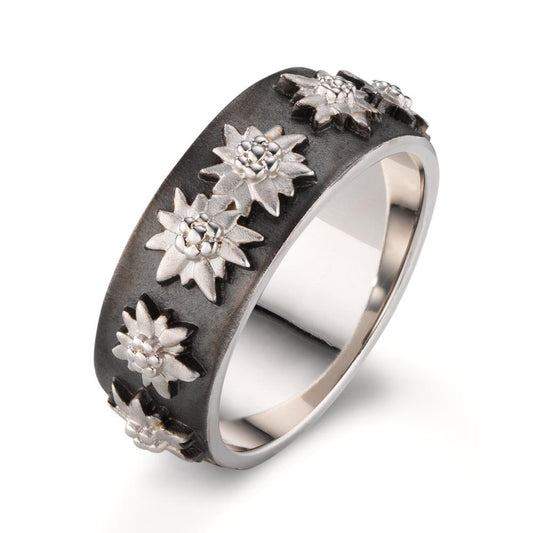 Bague Argent noir Rhodié Edelweiss