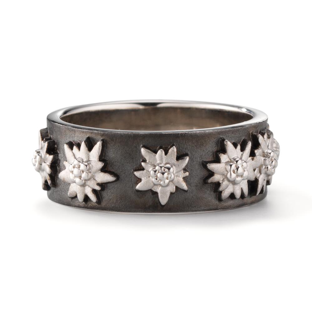 Bague Argent noir Rhodié Edelweiss