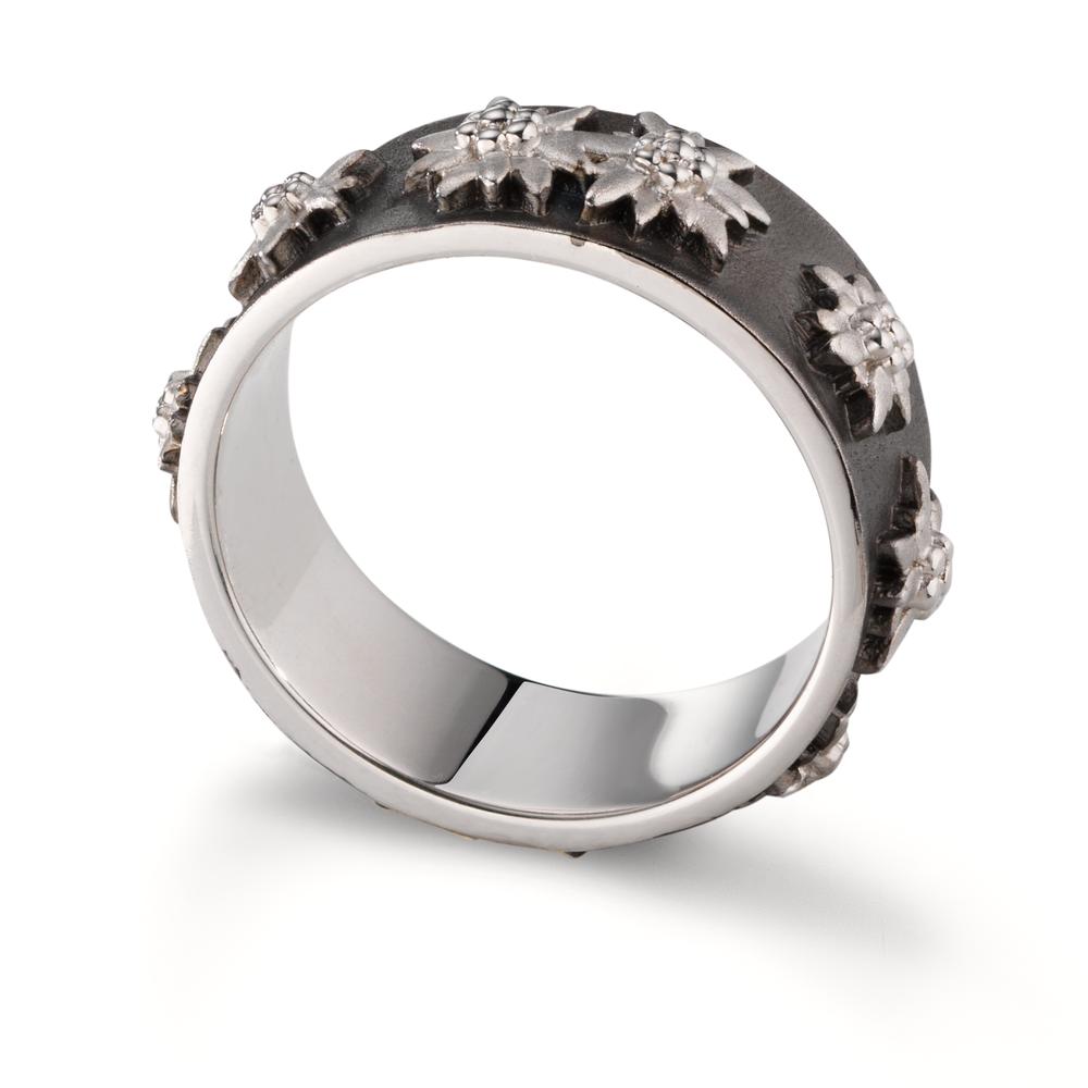 Bague Argent noir Rhodié Edelweiss