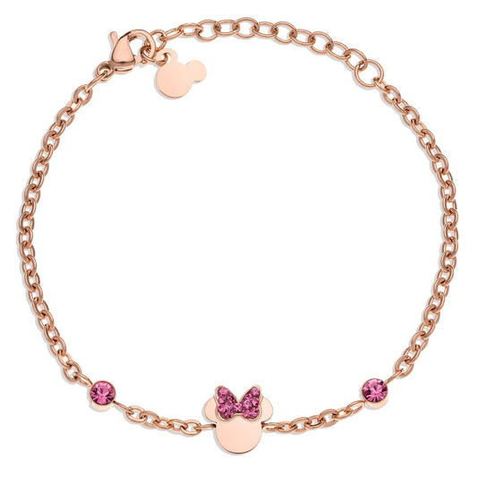 Bracciale Acciaio inossidabile Cristallo rosa rosa rivestimento IP 14-17 cm