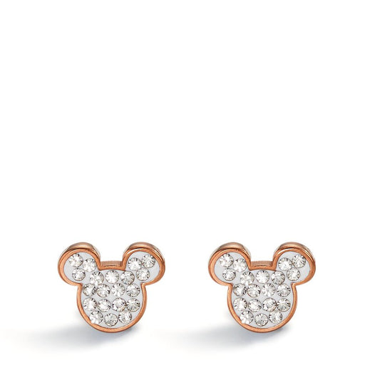 Clous d'oreilles Acier inoxydable Cristal blanc rosé PVD Ø7 mm