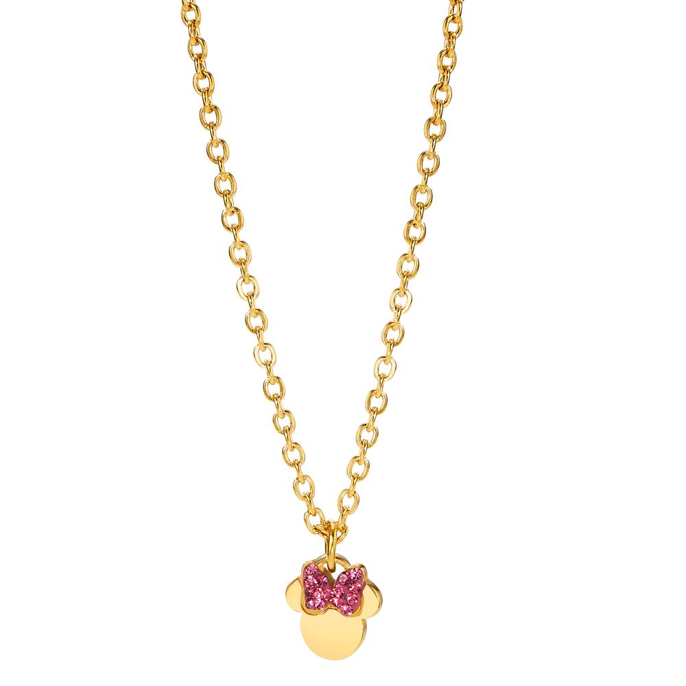 Collier Acier inoxydable Cristal rose jaune PVD 35-40 cm