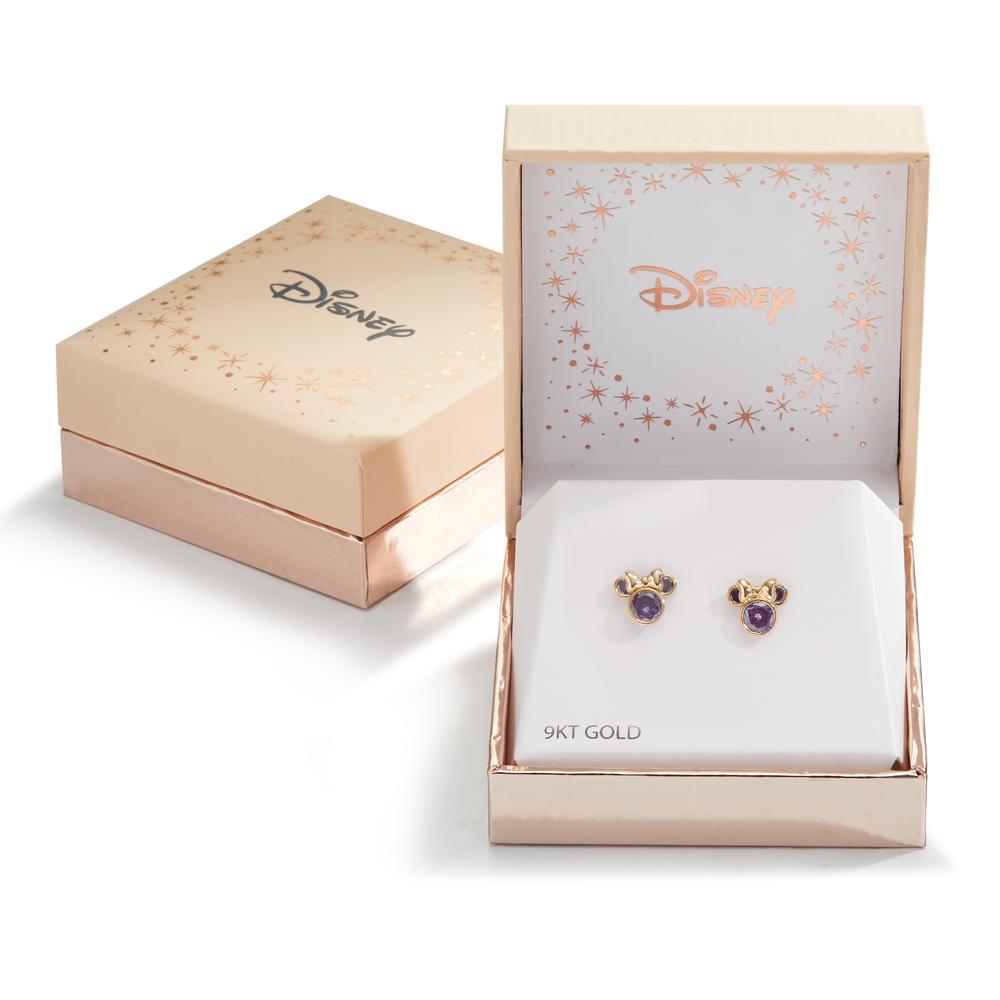 Clous d'oreilles Or jaune 9K Zircone violet, 6 Pierres Ø8 mm