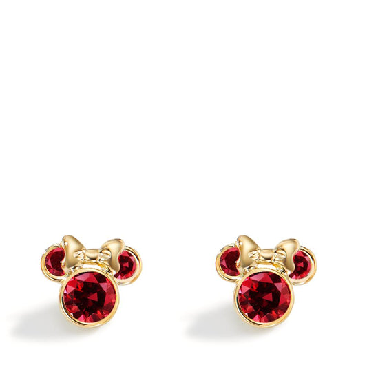 Clous d'oreilles Or jaune 9K Zircone rouge, 6 Pierres Ø8 mm