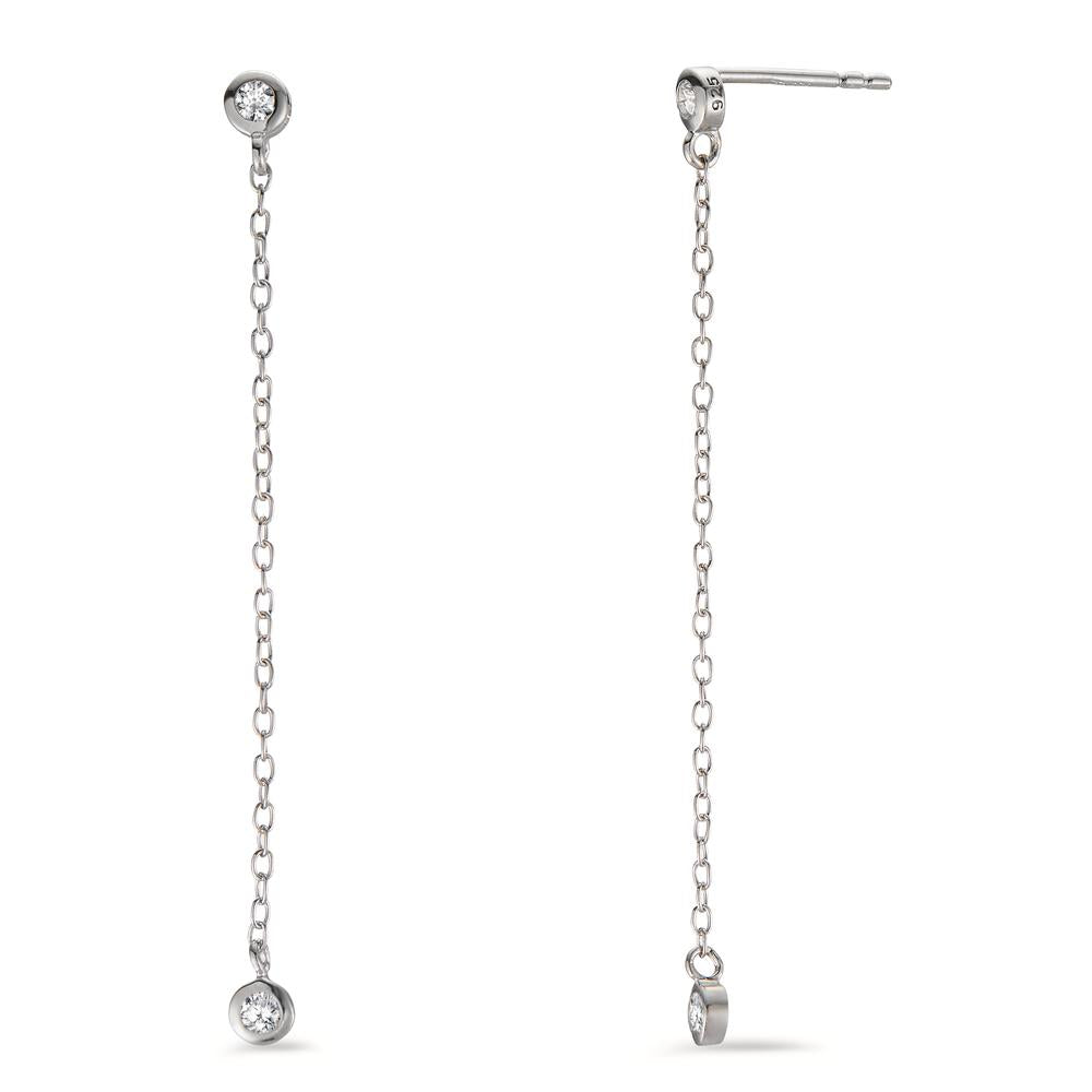 Pendant d'oreilles Argent Zircone 4 Pierres Rhodié