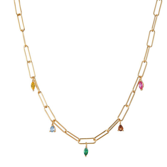 Collier Bronze Zirkonia bunt, 5 Steine