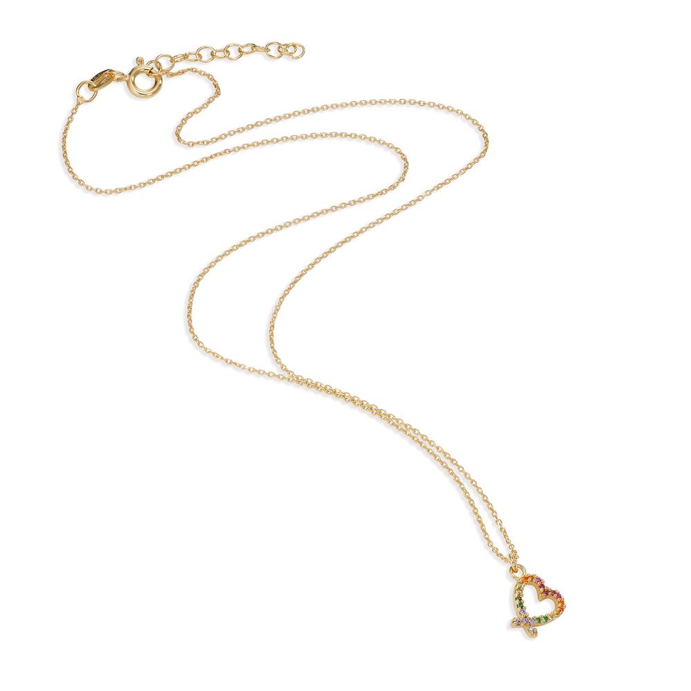 Collana Argento Zirconia colorato giallo dorato Cuore 42-45 cm