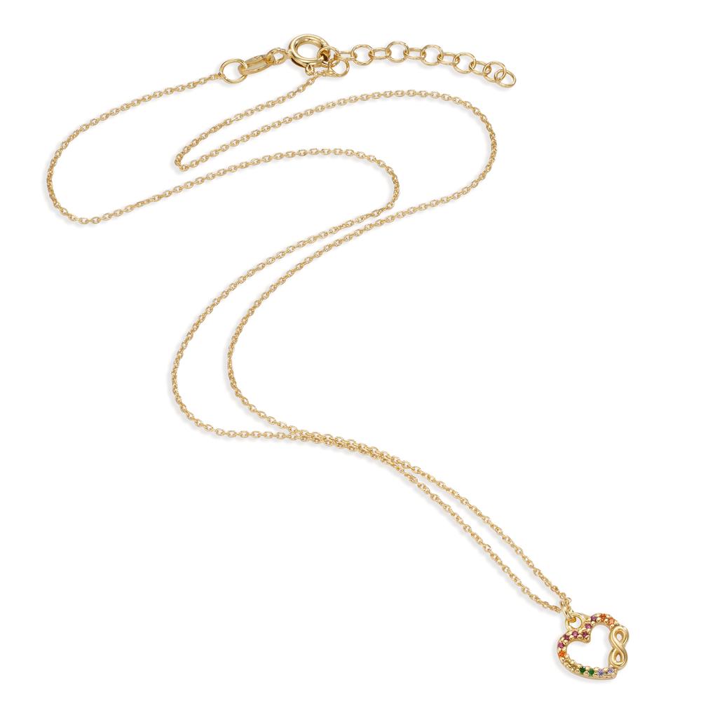 Collana Argento Zirconia colorato giallo dorato Cuore 42-45 cm