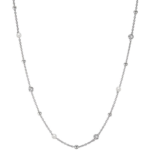 Collier Argent Zircone 3 Pierres Rhodié 40-44 cm