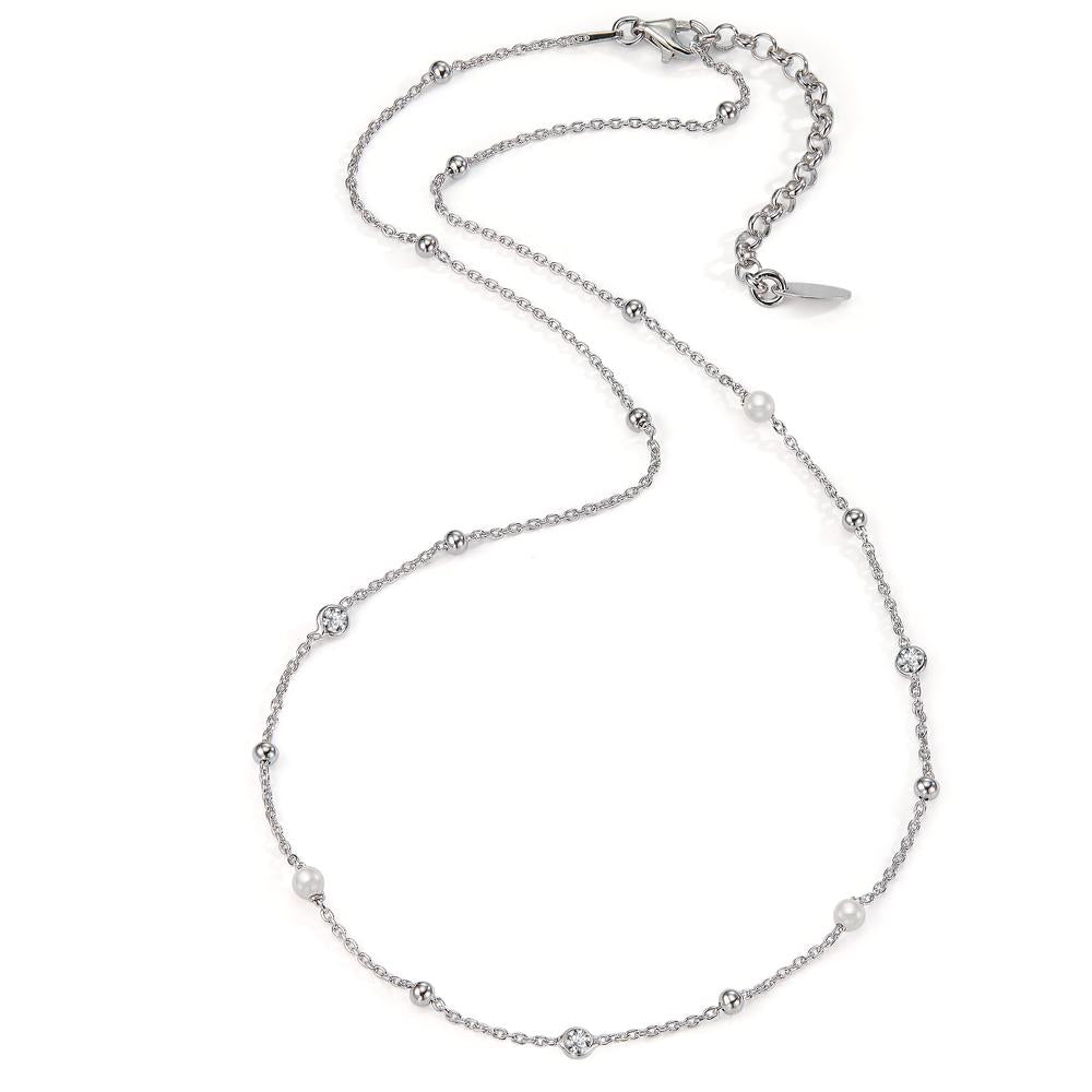 Collana Argento Zirconia 3 pietra rodiato 40-44 cm