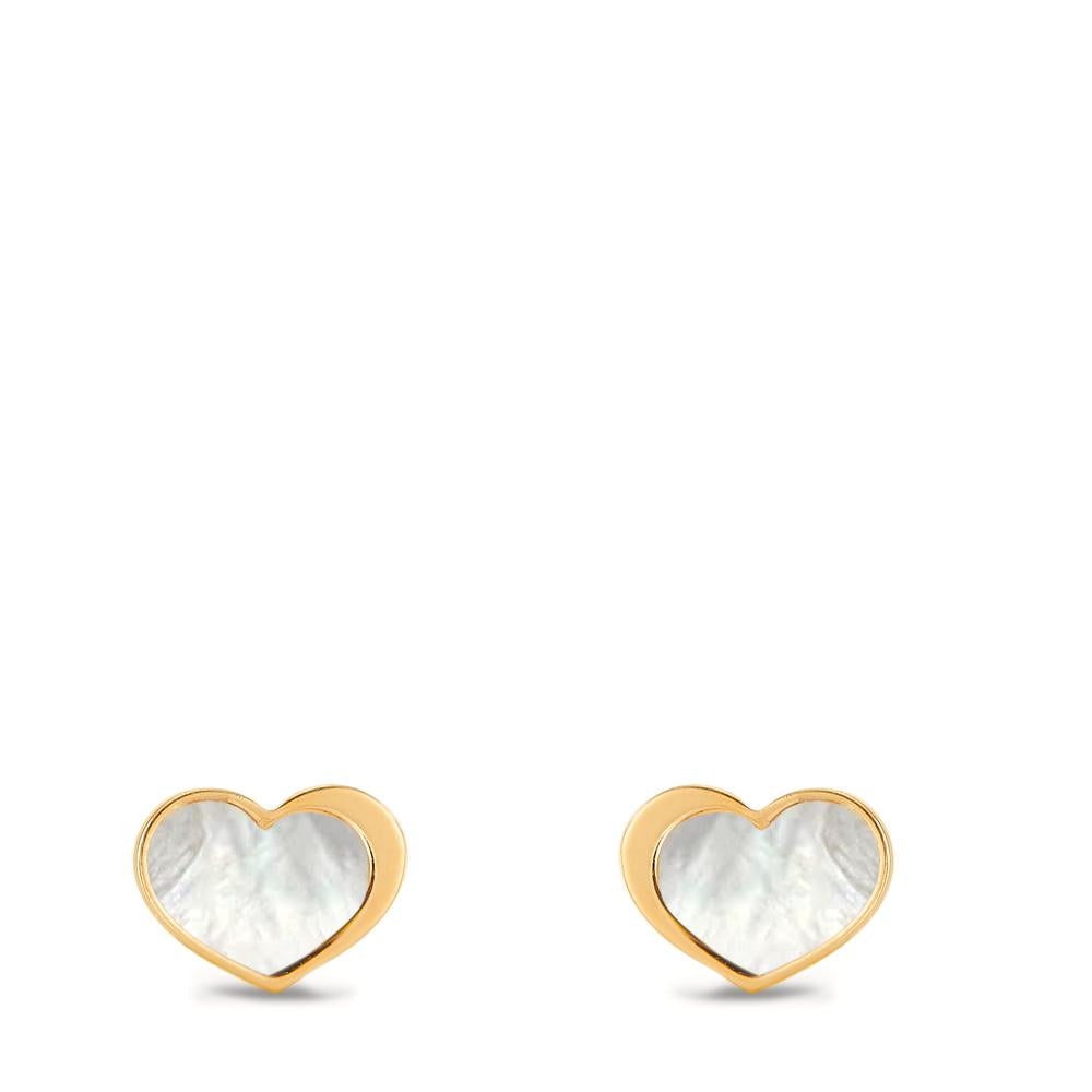 Clous d'oreilles Argent jaune Plaqué or nacre Coeur