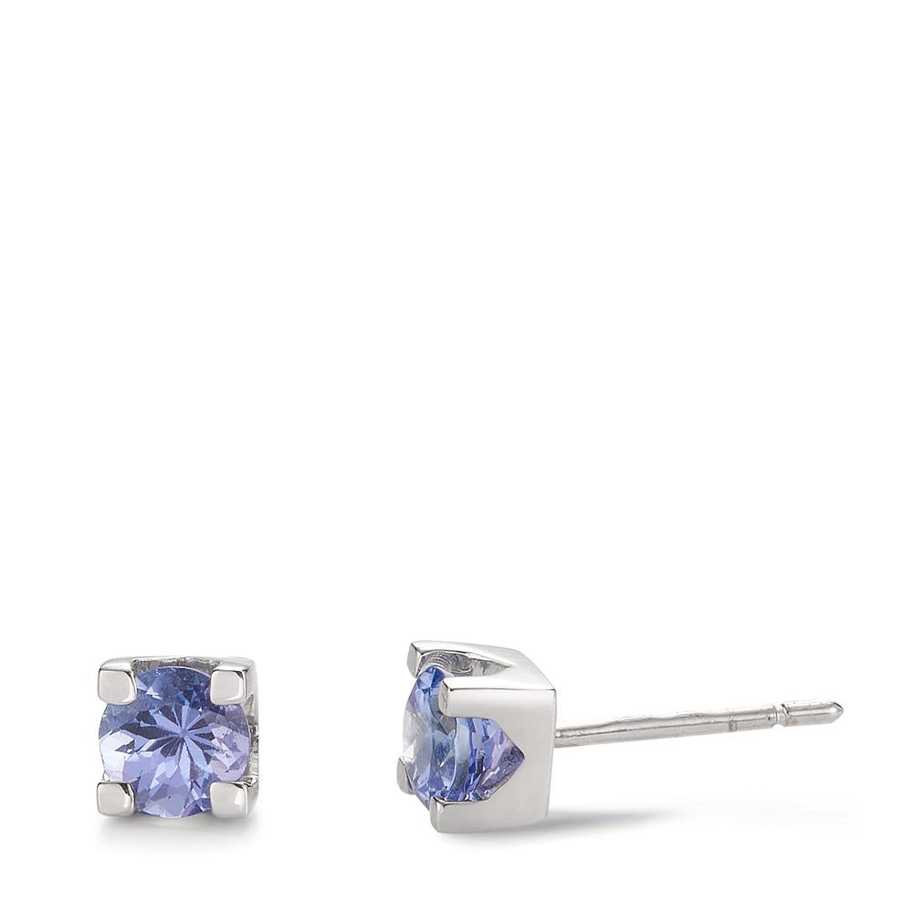 Orecchini a bottone Oro bianco 750/18 carati Tanzanite 0.96 ct, 2 pietra