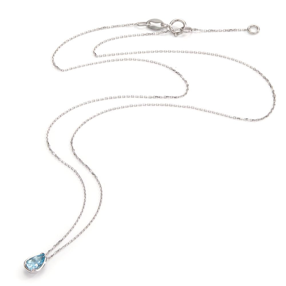 Collana Oro bianco 750/18 carati Acquamarina 0.40 ct 40-42 cm