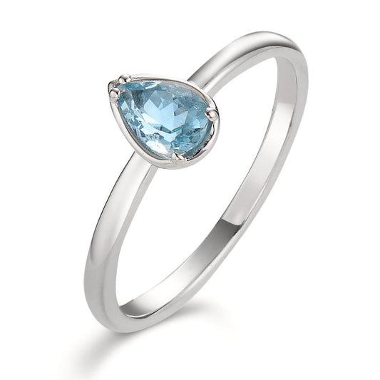 Fingerring 750/18 K Weissgold Aquamarin 0.40 ct