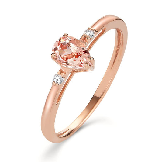 Anello Oro rosso 750/18 carati Morganite 0.45 ct, 3 pietra