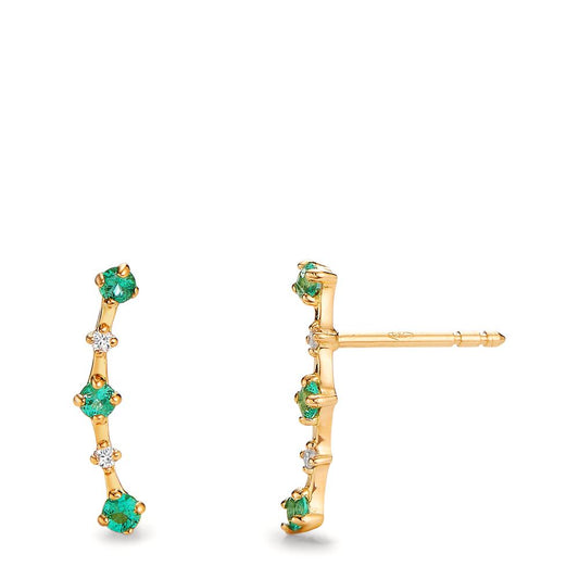 Clous d'oreilles Or jaune 18K Émeraude 0.21 ct, 10 Pierres