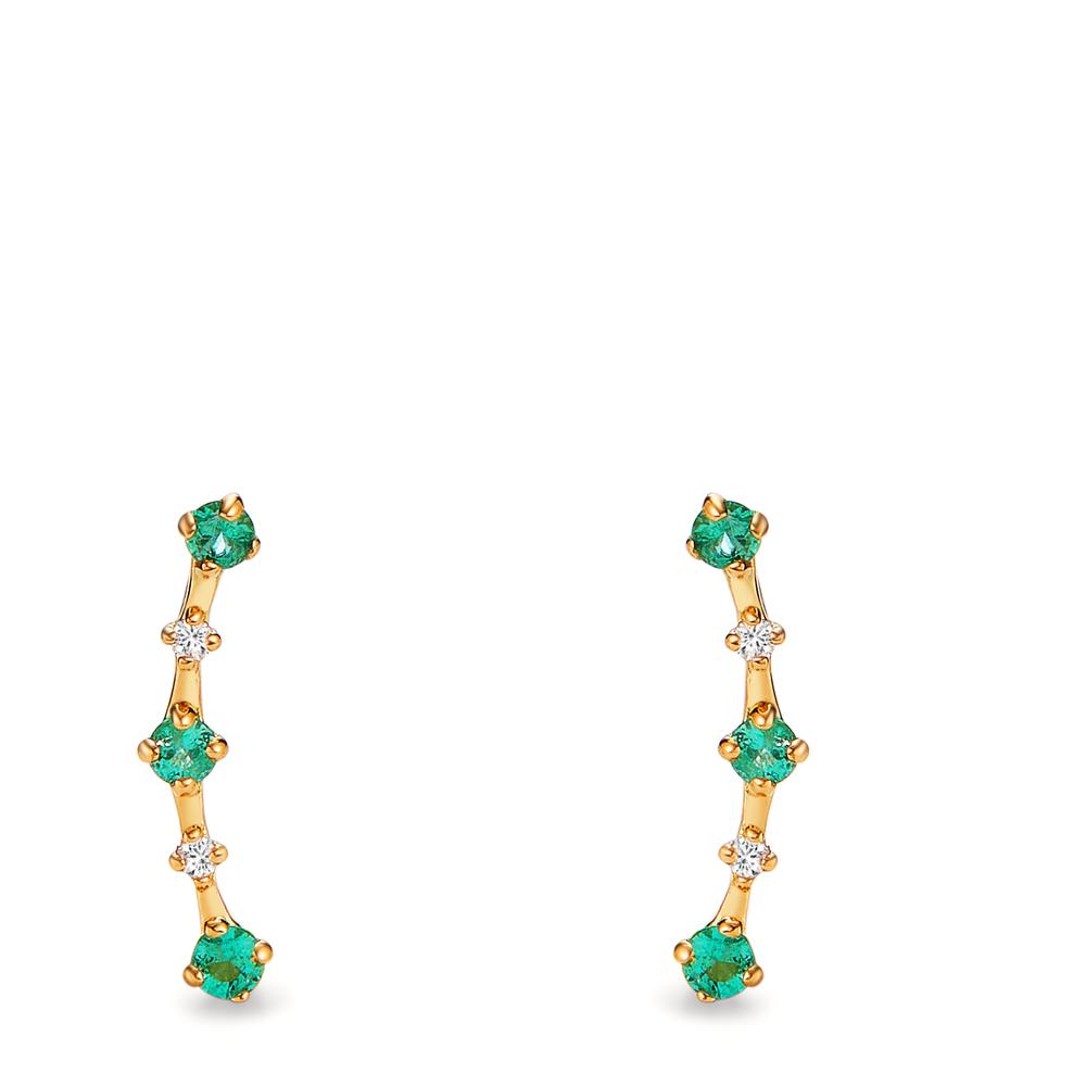 Clous d'oreilles Or jaune 18K Émeraude 0.21 ct, 10 Pierres