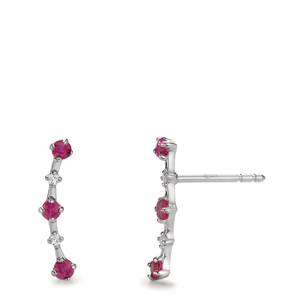 Clous d'oreilles Or blanc 18K Rubis 0.30 ct, 10 Pierres