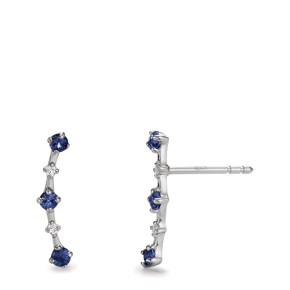 Clous d'oreilles Or blanc 18K Saphir 0.30 ct, 10 Pierres