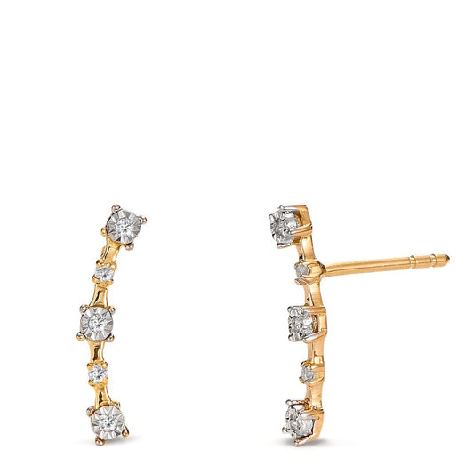 Clous d'oreilles Or jaune 18K Diamant 0.092 ct, 10 Pierres, w-si