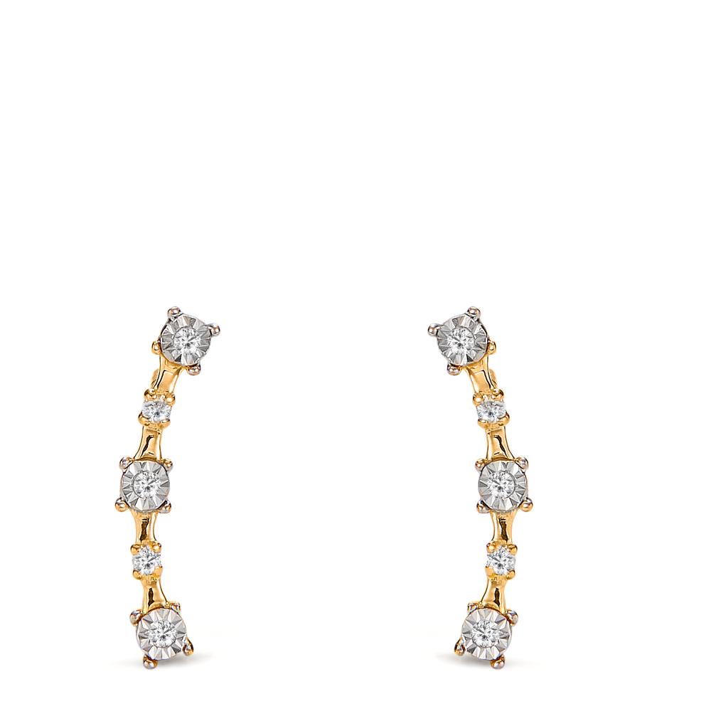 Clous d'oreilles Or jaune 18K Diamant 0.092 ct, 10 Pierres, w-si