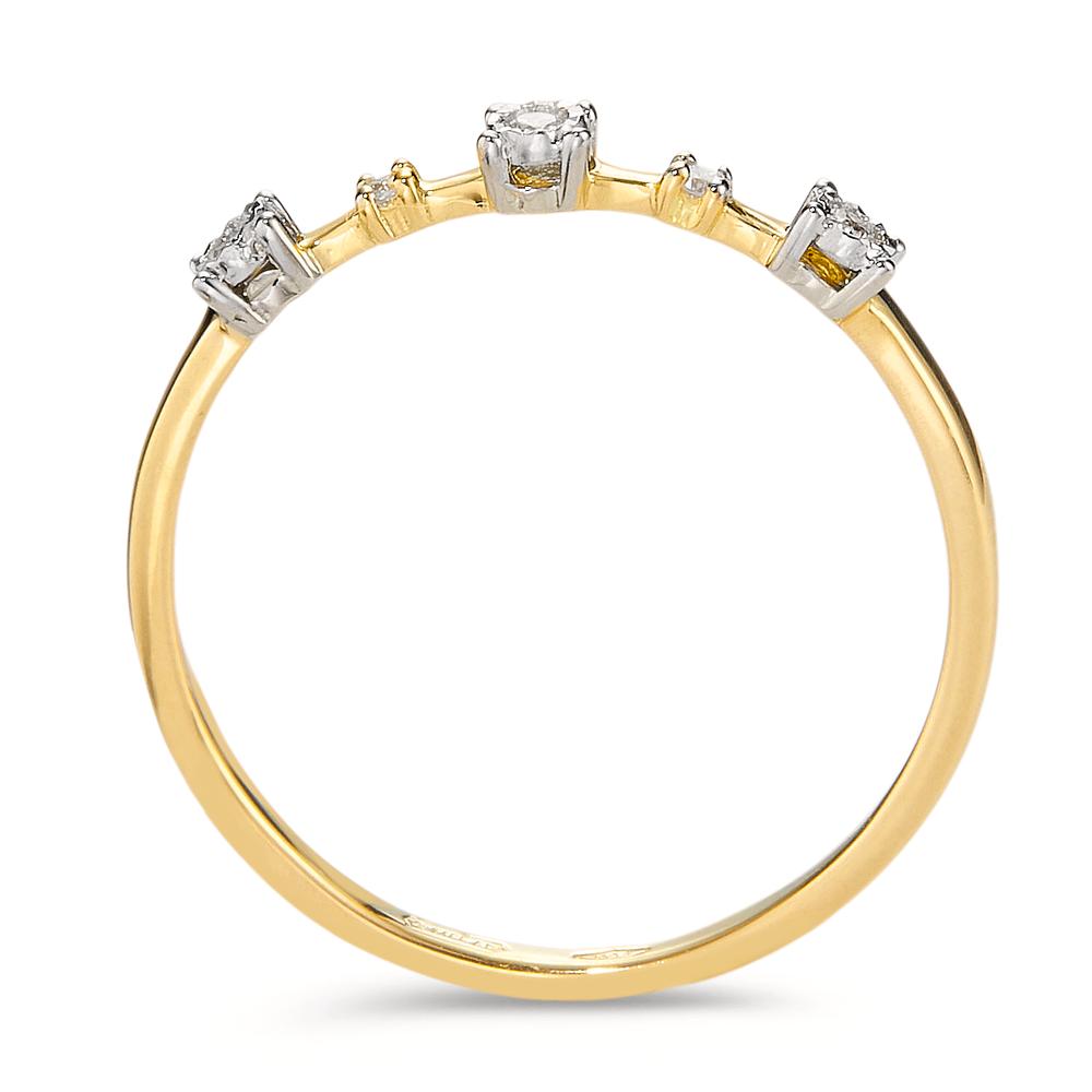 Bague Or jaune 18K Diamant 0.046 ct, 5 Pierres, w-si