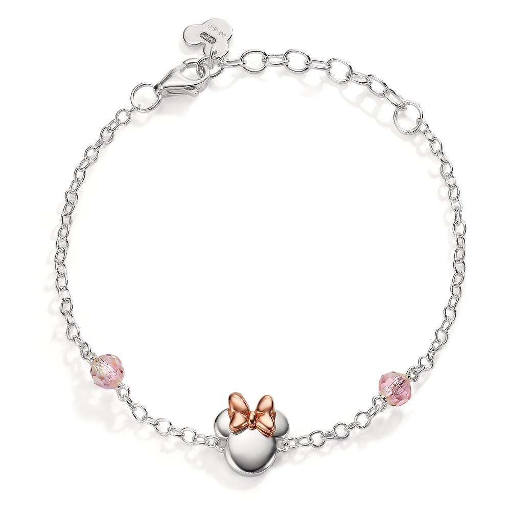 Bracelet Argent Zircone rose, 2 Pierres rosé Bicolore 14-17 cm